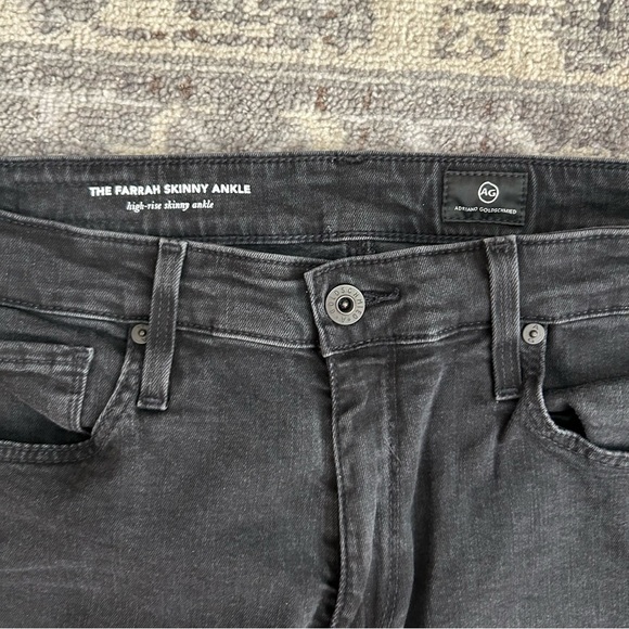 AG Adriano Goldshmied Farrah Skinny Ankle Jeans in Black Denim 29 - Picture 3 of 5